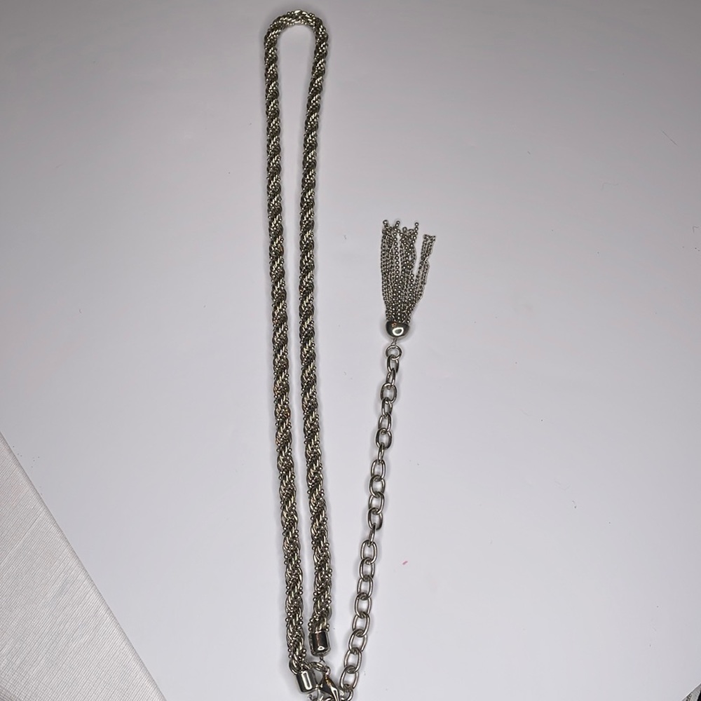 Metal Belt Silver Belt Intricate Detailed Metal Statement Rope Chain Tassel Belt - Picture 3 of 8